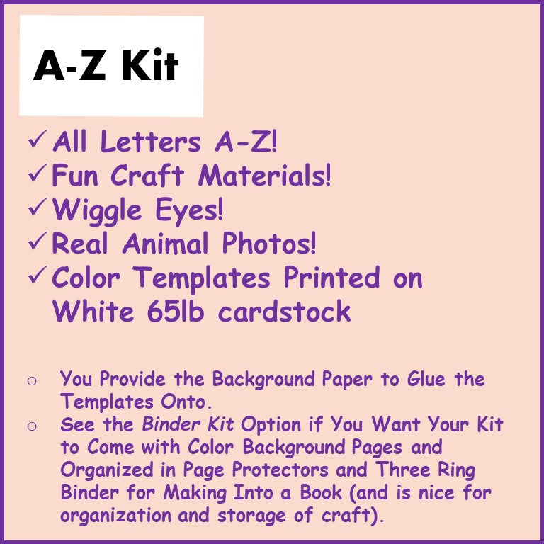 A-Z Alphabet Animal Letter Crafts Kit - Cut and Paste Phonics Activity