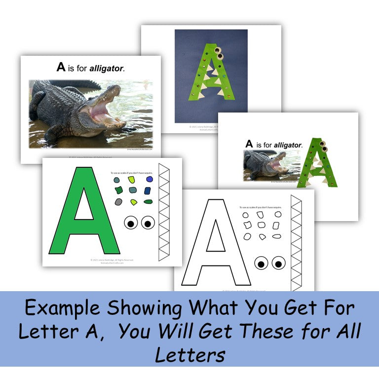 A-Z Alphabet Animal Letter Crafts Printable - Print in Color or Color