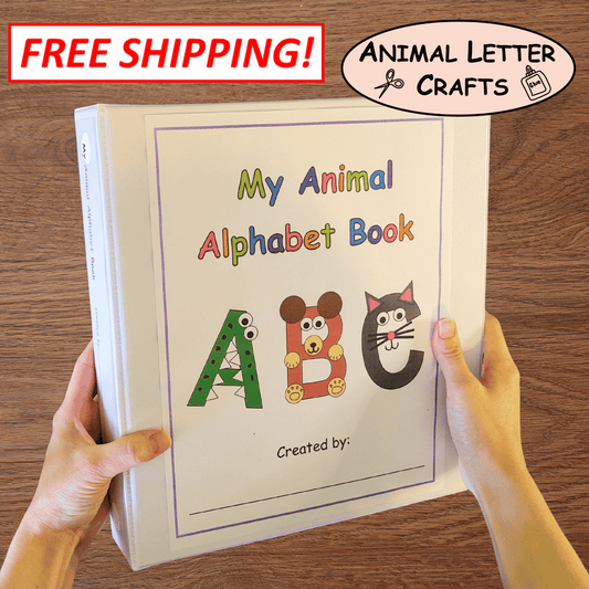 A-Z Animal Letter Crafts Kit - Alphabet Book Binder - Cut and Paste Phonics Activity